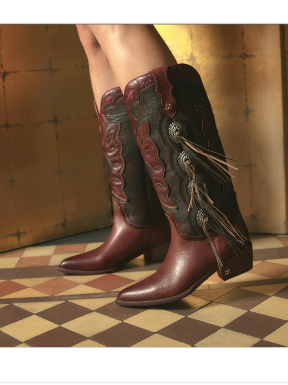 Sam Edelman Rhett Western Cowboy Fringe Boots  NWT